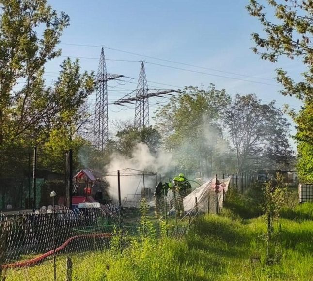 Fotos: Freiwillige Feuerwehr Budenheim
Der Brand einer Gartenhütte wurde gelöscht.