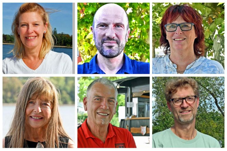 Die Nominierten für die Rheingauerin / den Rheingauer des Jahres.
Oben (v.l.n.r.): Maren Altpeter, Marcus Blenke, Anja Hoffmann.
Unten (v.l.n.r.): Andrea Nusser, Thomas Osterberg, Norwin Terfoort.